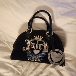 Juicy Couture Black Satchel with Silver Accents